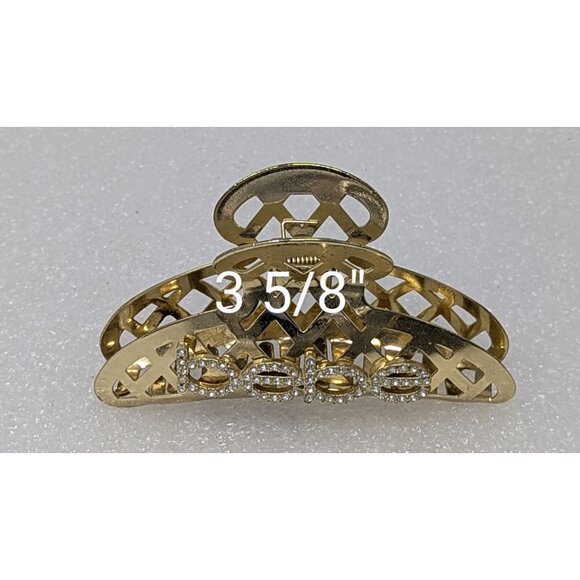 Bebe Gold Metal Hair Claw Clip With Rhinestone Letters - Picture 2 of 4